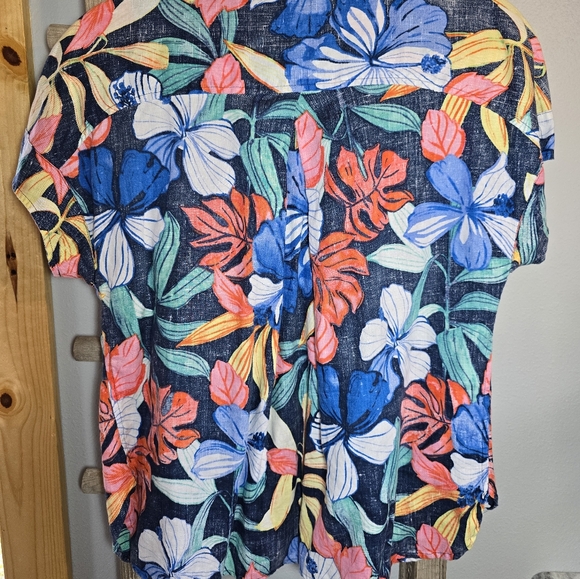 Tommy Bahama Linen Floral Hawaiian Shirt WOMEN MEDIUM - Picture 10 of 11
